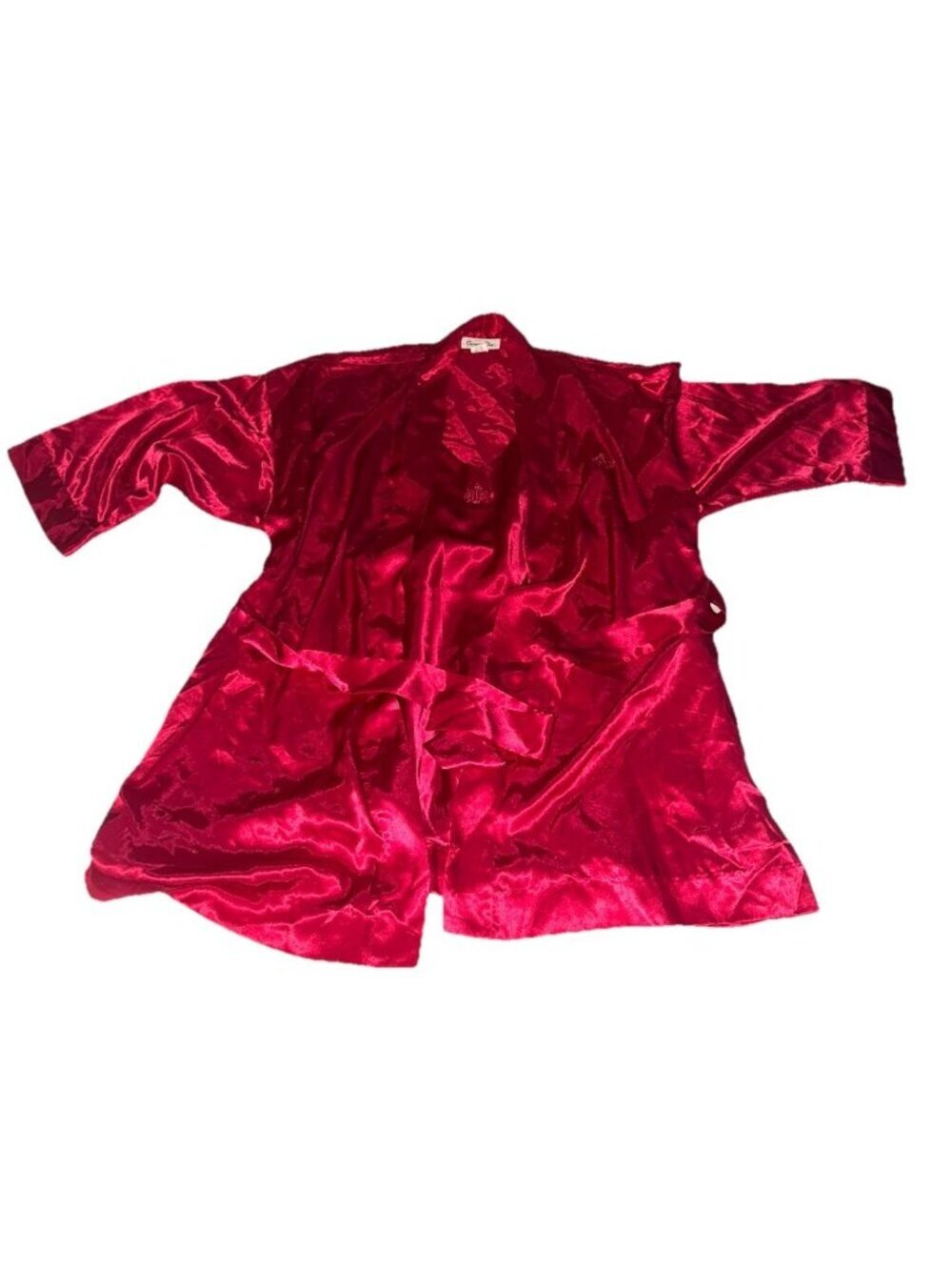 Vintage 90s Christian Dior Women's Burgundy Satin Nightgown Robe Set Sz Large